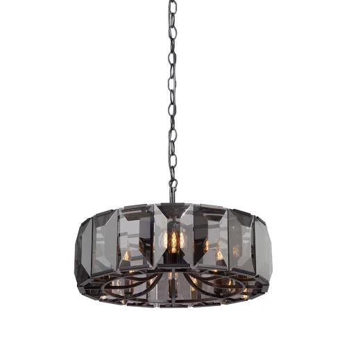 Люстра подвесная V5217-1/8 Vitaluce серая чёрная на 8 ламп, основание чёрное в стиле современный классический Люстра подвесная V5217-1/8 Vitaluce серая чёрная на 8 ламп, основание чёрное в стиле современный классический