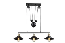 Светильник подвесной лофт LENIUS 15053-3 Globo чёрный 3 лампы, основание чёрное в стиле лофт стимпанк