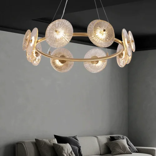 Люстра подвесная AGAPI CH 197775-23 ImperiumLoft прозрачная на 10 ламп, основание латунь в стиле современный фото 7