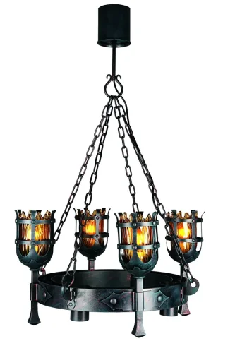 Люстра подвесная Simona APL.500.03.08 Aployt янтарная на 4 лампы, основание медь чёрное в стиле ковка замковый 