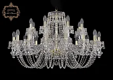 Люстра подвесная хрустальная 11.26.16+8.360.Gd.B Bohemia Art Classic прозрачная на 24 лампы, основание золотое в стиле классика 
