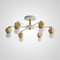 Люстра на штанге JX D78 White 101700-26 ImperiumLoft бежевая коричневая на 6 ламп, основание белое в стиле современный Люстра на штанге JX D78 White 101700-26 ImperiumLoft бежевая коричневая на 6 ламп, основание белое в стиле современный