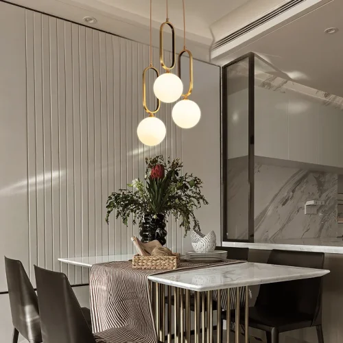 Светильник подвесной VITAL TRIO 212507-23 ImperiumLoft белый на 3 лампы, основание латунь в стиле современный фото 7