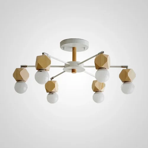 Люстра на штанге JX D78 White 101700-26 ImperiumLoft бежевая коричневая на 6 ламп, основание белое в стиле современный Люстра на штанге JX D78 White 101700-26 ImperiumLoft бежевая коричневая на 6 ламп, основание белое в стиле современный