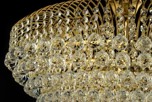 Люстра потолочная хрустальная Empoli E 1.2.80.100 G Arti Lampadari прозрачная на 16 ламп, основание золотое в стиле классический  фото 2