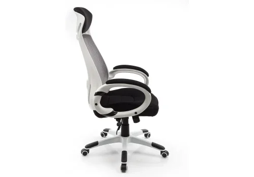 Компьютерное кресло Burgos белое 1714 Woodville, чёрный/сетка, ножки/пластик/белый, размеры - *1290***690*690 фото 4