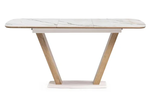 Керамический стол Петир 120(160)х80х75 gilt white / дуб монтана 588013 Woodville столешница белая мрамор из стекло фото 4