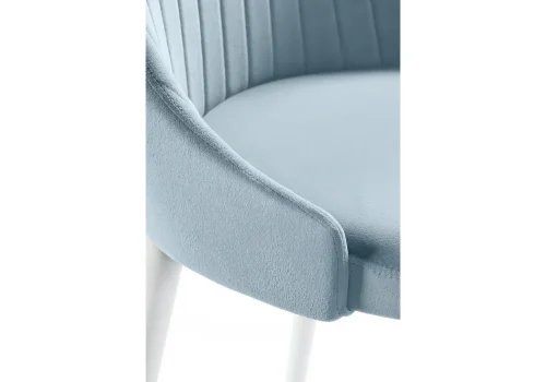 Стул на металлокаркасе Kora light blue / white 15095 Woodville, голубой/велюр, ножки/металл/белый, размеры - ****470*570 фото 6