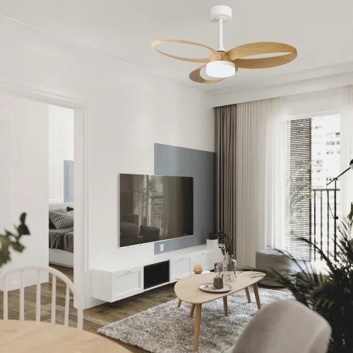 Люстра c вентилятором LED Infinity Fan 8702 Mantra бежевая коричневая на 1 лампу, основание белое в стиле современный с пультом фото 4