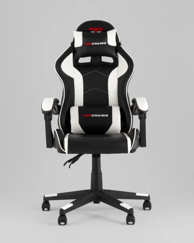Кресло спортивное TopChairs Shadow, черно-белый УТ000039461 Stool Group, чёрный/экокожа, ножки/полимер/чёрный, размеры - 1250*1350***490*470 фото 4