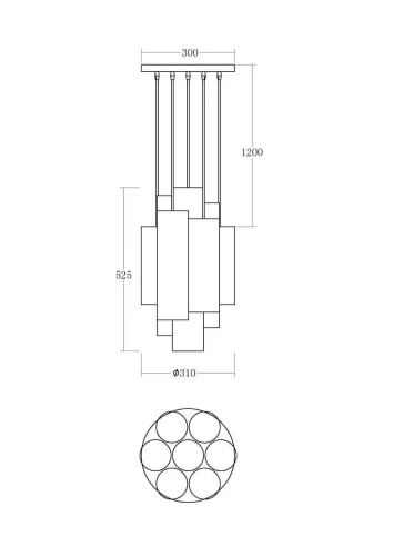 Люстра подвесная Miele VL2093P07 Vele Luce разноцветная на 7 ламп, основание чёрное в стиле современный фото 2 Люстра подвесная Miele VL2093P07 Vele Luce разноцветная на 7 ламп, основание чёрное в стиле современный фото 2
