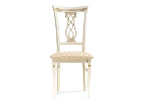 Деревянный стул Флавиан слоновая кость / золото 515976 Woodville, бежевый/ткань, ножки/массив бука дерево/белый, размеры - ****480*580 фото 2
