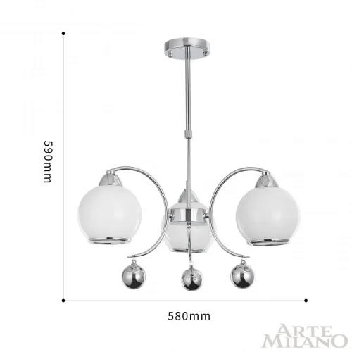 Люстра на штанге Neapolis-76207 276207/3 Ni Arte Milano белая на 3 лампы, основание никель в стиле современный фото 2 Люстра на штанге Neapolis-76207 276207/3 Ni Arte Milano белая на 3 лампы, основание никель в стиле современный фото 2