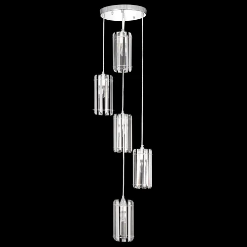 Светильник подвесной Джейн CL306051 Citilux прозрачный 5 ламп, основание хром в стиле классический каскад фото 2