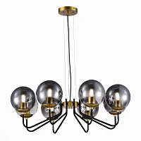 Люстра подвесная Scorze SLE1097-303-08 Evoluce чёрная серая на 8 ламп, основание матовое золото в стиле современный шар
