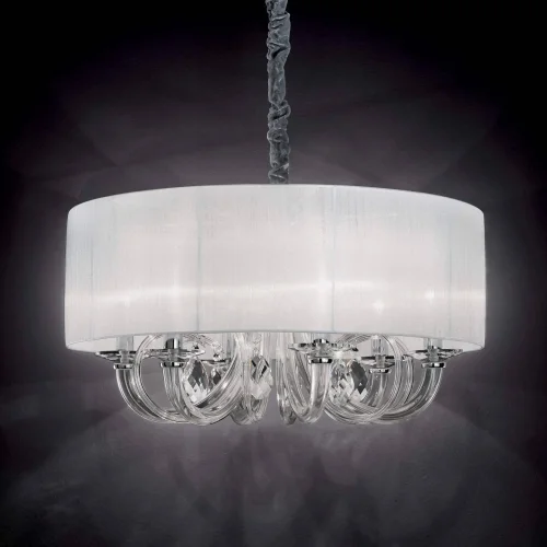 Люстра подвесная SWAN SP6 BIANCO Ideal Lux белая на 6 ламп, основание прозрачное хром в стиле венецианский  фото 2