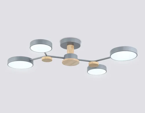 Люстра потолочная LED FL4859 Ambrella light серая на 1 лампу, основание серое в стиле хай-тек фото 4