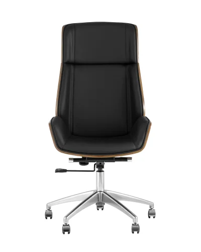 Кресло руководителя TopChairs Crown, черное УТ000030886 Stool Group, чёрный/экокожа, ножки/металл/хром, размеры - ****600*640 фото 3