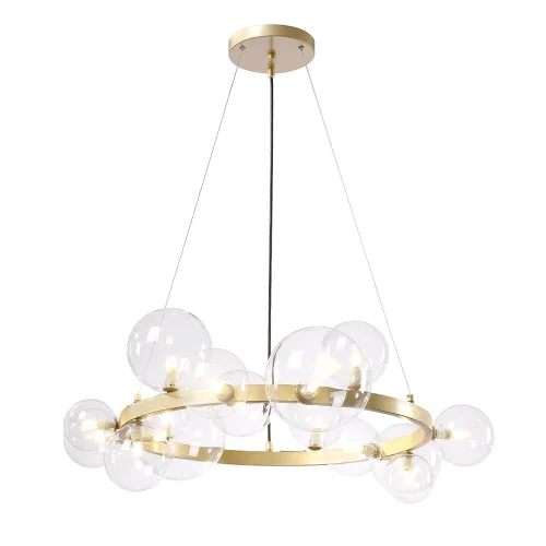 Люстра подвесная AGATA SP15 V2 GOLD/TRANSPARENTE Crystal Lux прозрачная на 15 ламп, основание золотое в стиле современный шар фото 2