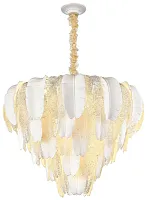 Люстра подвесная Alexia WE125.21.303 Wertmark белая на 21 лампа, основание золотое в стиле арт-деко флористика 