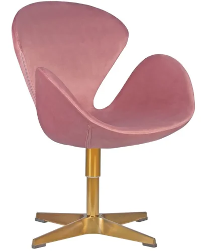 Кресло дизайнерское 69A-LMO SWAN, цвет сиденья розовый велюр BLUVEL52, цвет основания золотой Dobrin, розовый/велюр, ножки/металл/золото, размеры - ****710*600 фото 2