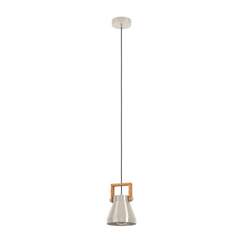 Светильник подвесной Cawton 43951 Eglo матовый никель 1 лампа, основание коричневое бежевое в стиле современный лофт 