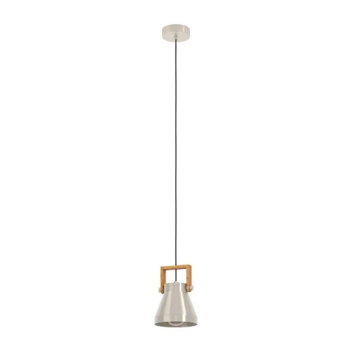 Светильник подвесной Cawton 43951 Eglo матовый никель 1 лампа, основание коричневое бежевое в стиле современный лофт 