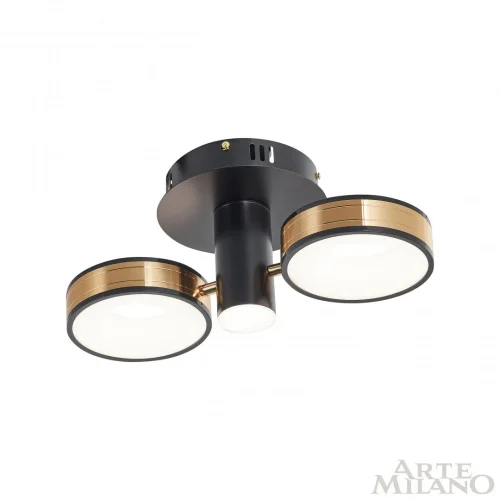Люстра потолочная LED Ferrara-71040 271040/2R BK/GD Arte Milano белая на 1 лампу, основание чёрное в стиле современный хай-тек фото 4