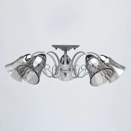 Люстра потолочная Моника 372014305 DeMarkt серая прозрачная на 5 ламп, основание хром в стиле классический  фото 3