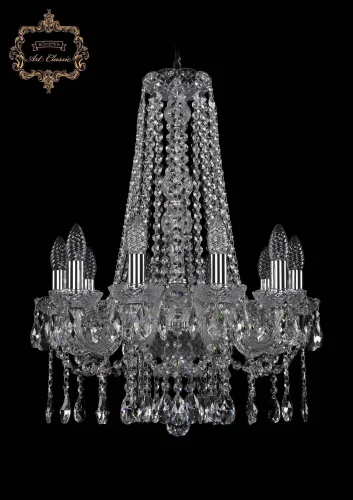 Люстра подвесная хрустальная 11.12.10.165.h-62.Cr.Sp Bohemia Art Classic прозрачная на 10 ламп, основание хром в стиле классика 