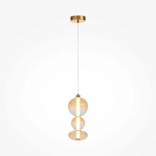 Светильник подвесной LED Futuro MOD307PL-L24BS3K Maytoni янтарный на 1 лампу, основание латунь в стиле современный арт-деко выдувное фото 3