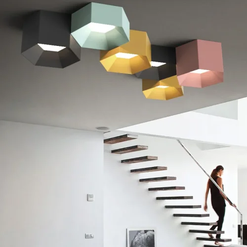 Светильник потолочный HEXAGON A 101669-26 ImperiumLoft зелёный на 3 лампы, основание зелёное в стиле современный фото 2