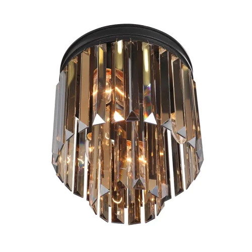 Люстра потолочная V5154-1/3+1PL Vitaluce янтарная на 4 лампы, основание чёрное в стиле классический современный  фото 3
