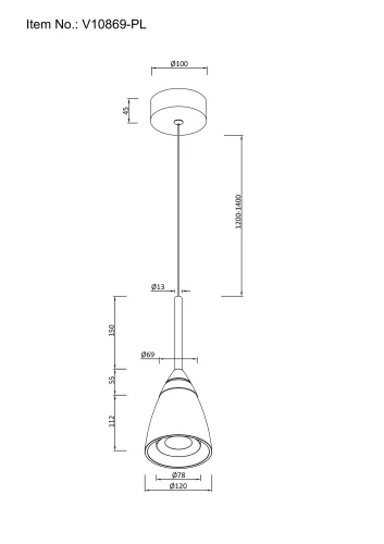 Светильник подвесной LED Leina V10869-PL Moderli прозрачный 1 лампа, основание чёрное в стиле современный  фото 5