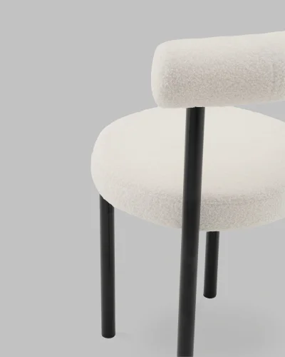 Стул обеденный Флорео букле молочный УТ000041338 Stool Group, белый/букле, ножки/металл/чёрный, размеры - ***** фото 6