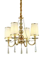 Люстра подвесная Fabione LDP 1200-4 F.GD Lumina Deco бежевая на 4 лампы, основание золотое в стиле классический 