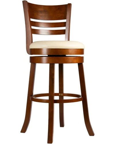 Вращающийся полубарный стул 4393-LMU WILLIAM COUNTER, цвет сиденья кремовый, цвет дерева шоколад Dobrin, кремовый/экокожа, ножки/дерево/шоколад, размеры - ****430*480 фото 7