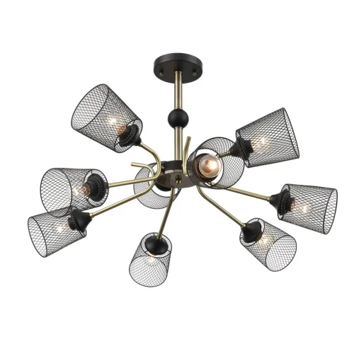 Люстра потолочная Abris 8191/9C Lumion чёрная на 9 ламп, основание чёрное в стиле лофт фото 7