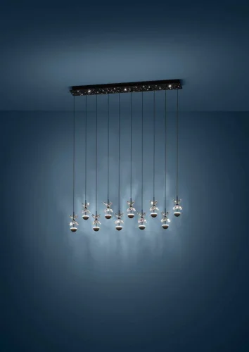 Светильник подвесной LED DIMM Pianopoli 390278 Eglo прозрачный 10 ламп, основание чёрное в стиле современный каскад фото 2