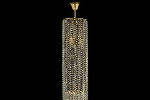Люстра каскадная хрустальная Stella E 1.3.20.105 G Arti Lampadari прозрачная на 7 ламп, основание золотое в стиле арт-деко классический  фото 2
