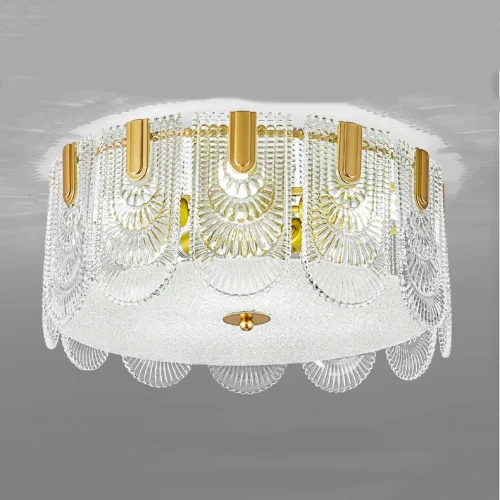 Люстра потолочная LAURENCE CH D45 207825-23 ImperiumLoft прозрачная на 4 лампы, основание латунь в стиле современный фото 3