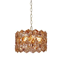 Люстра подвесная V5286-8/6 Vitaluce янтарная на 6 ламп, основание золотое в стиле современный классический 