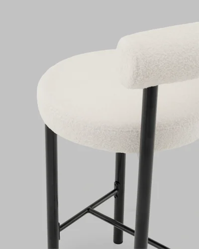 Стул полубарный Флорео букле молочный УТ000041334 Stool Group, белый/букле, ножки/металл/чёрный, размеры - ***** фото 7