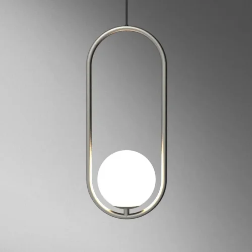 Светильник подвесной Matthew McCormick hoop 50 Silver MILA Pendant 179967-22 ImperiumLoft белый 1 лампа, основание серебряное в стиле современный  фото 6