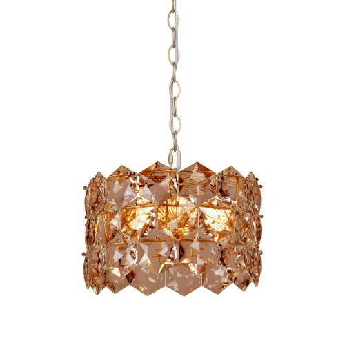 Люстра подвесная V5286-8/6 Vitaluce янтарная на 6 ламп, основание золотое в стиле современный классический 