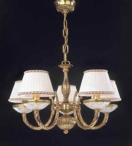 Люстра подвесная  L 4760/5 Reccagni Angelo белая на 5 ламп, основание золотое в стиле классический 
