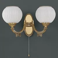 Бра c выключателем  A 8850/2 Reccagni Angelo белый 2 лампы, основание золотое в стиле классический 