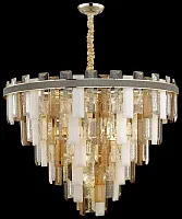 Люстра подвесная Christel WE115.22.303 Wertmark прозрачная янтарная белая на 22 лампы, основание золотое в стиле современный классический 