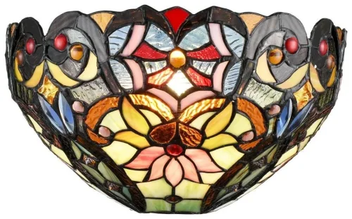 Бра Тиффани 825-801-01 Velante разноцветный на 1 лампа, основание коричневое бронзовое в стиле тиффани орнамент цветы