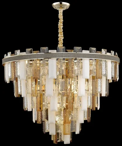 Люстра подвесная Christel WE115.22.303 Wertmark прозрачная янтарная белая на 22 лампы, основание золотое в стиле современный классический 